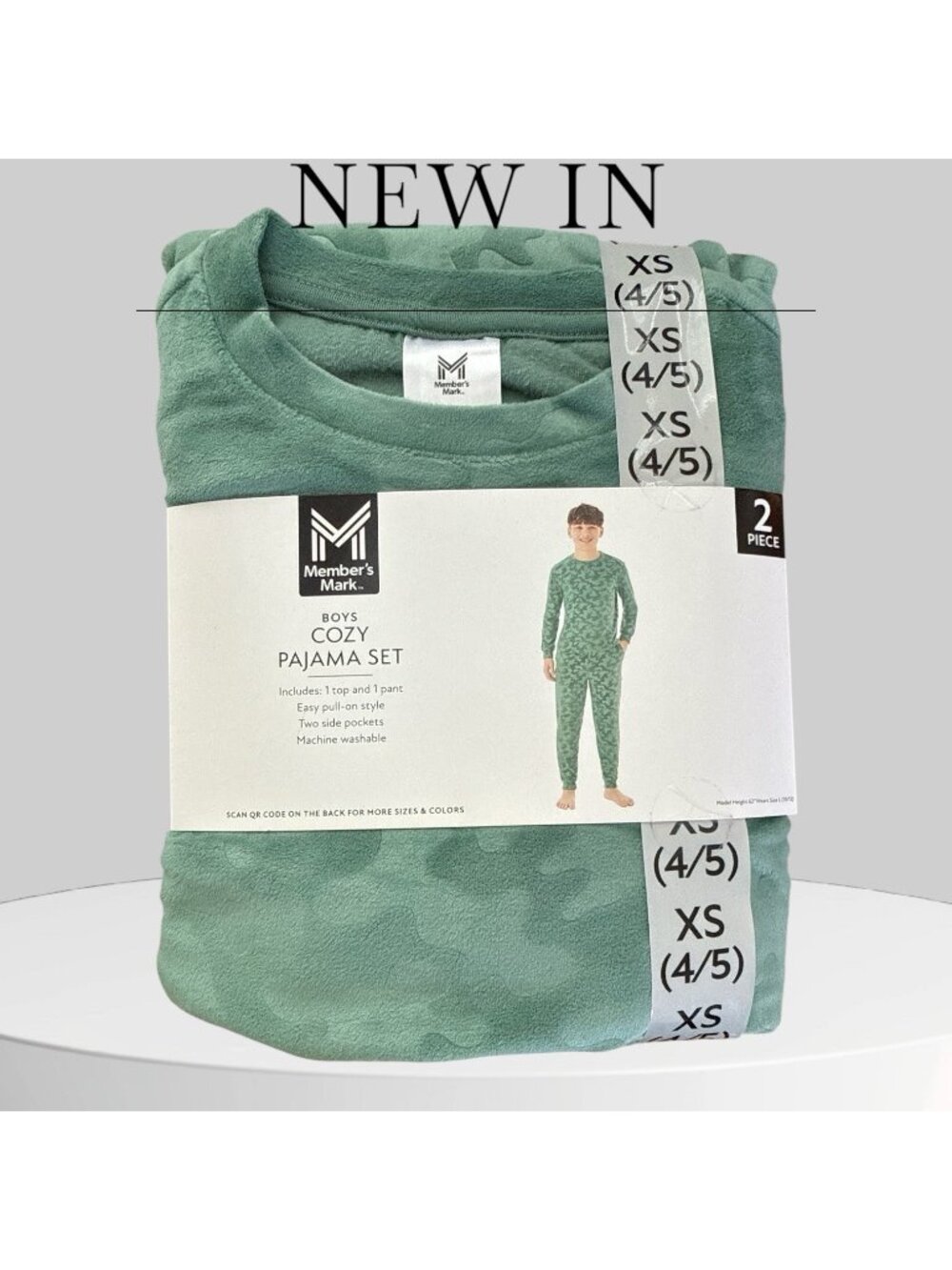 Member's Mark Boys 2-Piece Easy Care Long Sleeve Cozy Pajama Set-Size 4/5-NWT